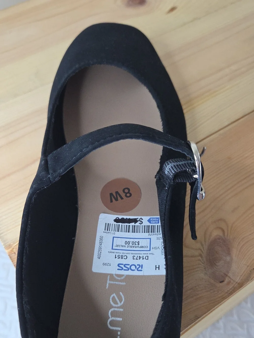 me Too Summer Black Mary Jane Buckle Flats 8W